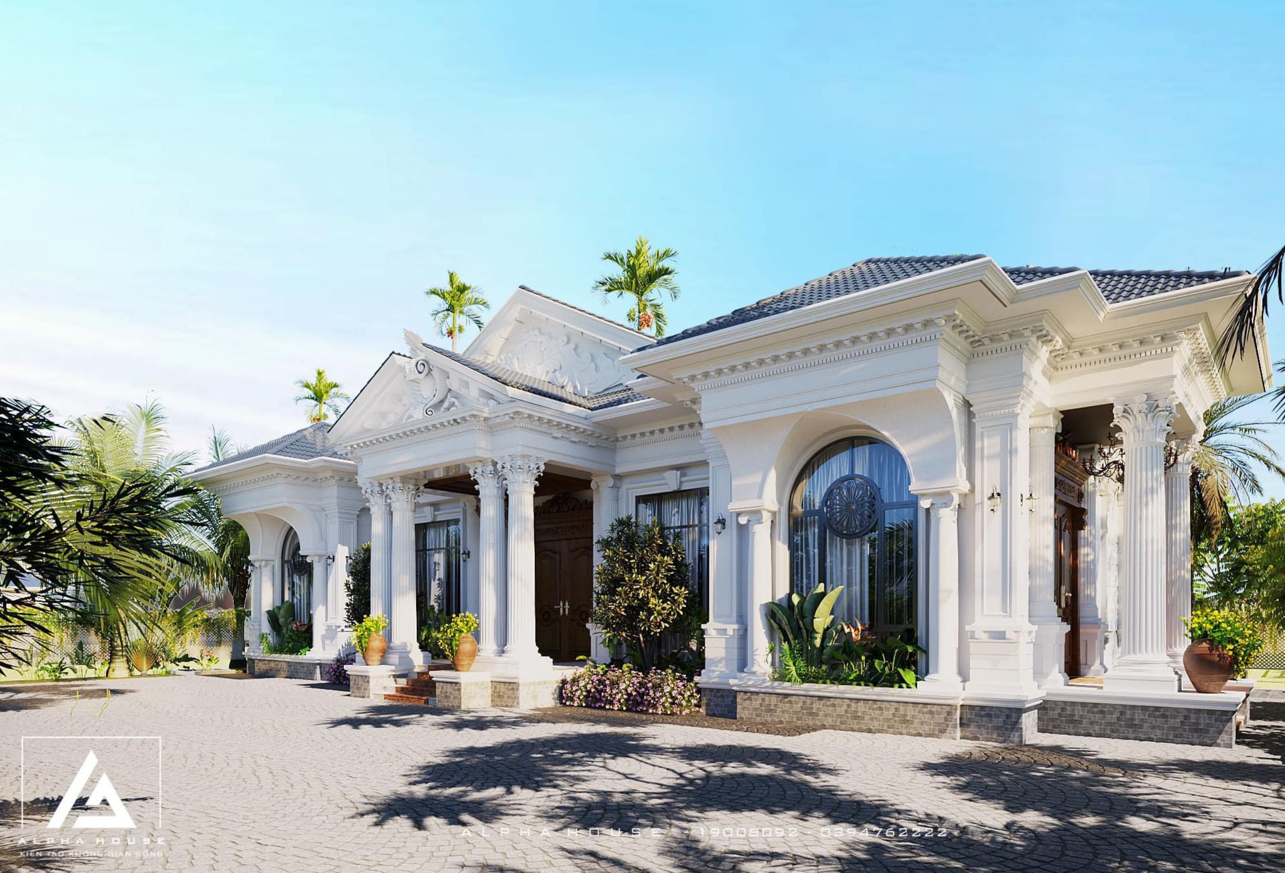 MẪU NHÀ TÂN CỔ ĐIỂN 1 TẦNG